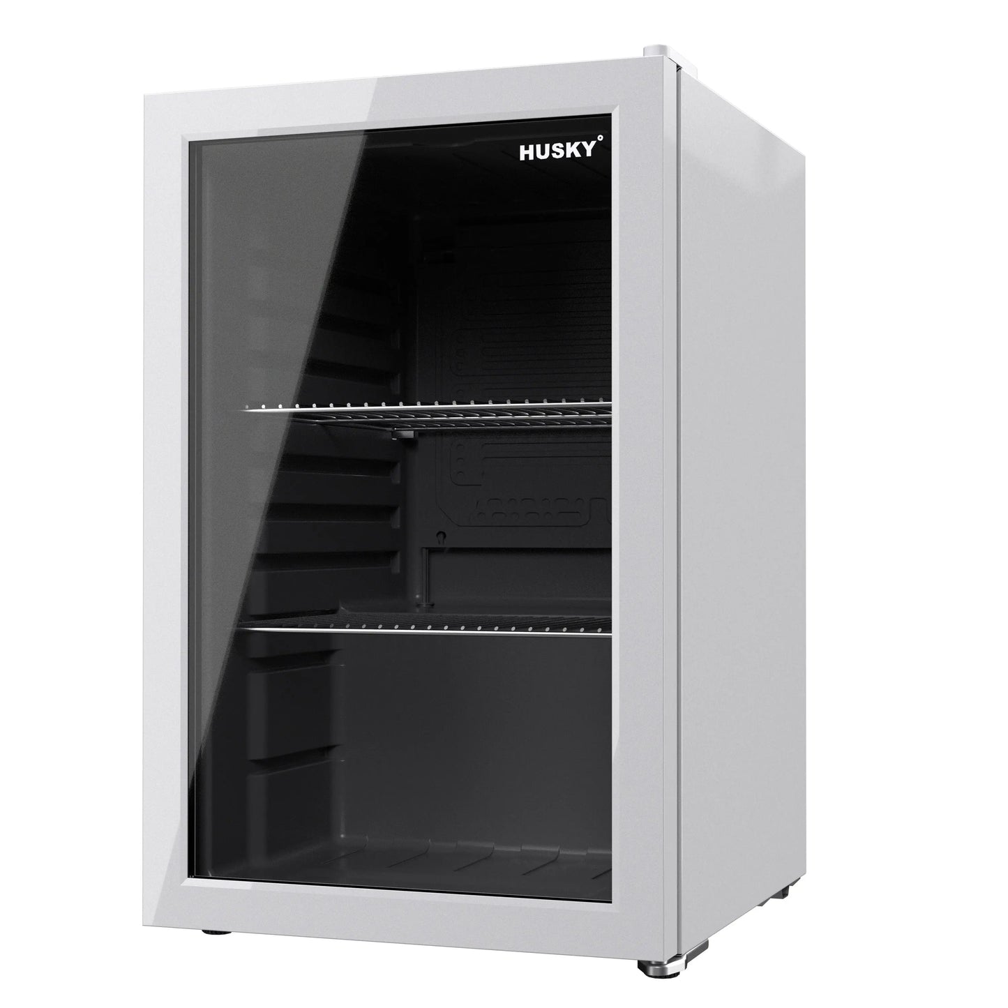 Husky Premium 69L Beverage Refrigerator 2.4 Cu.ft. Freestanding Mini Fridge With Glass Door in White