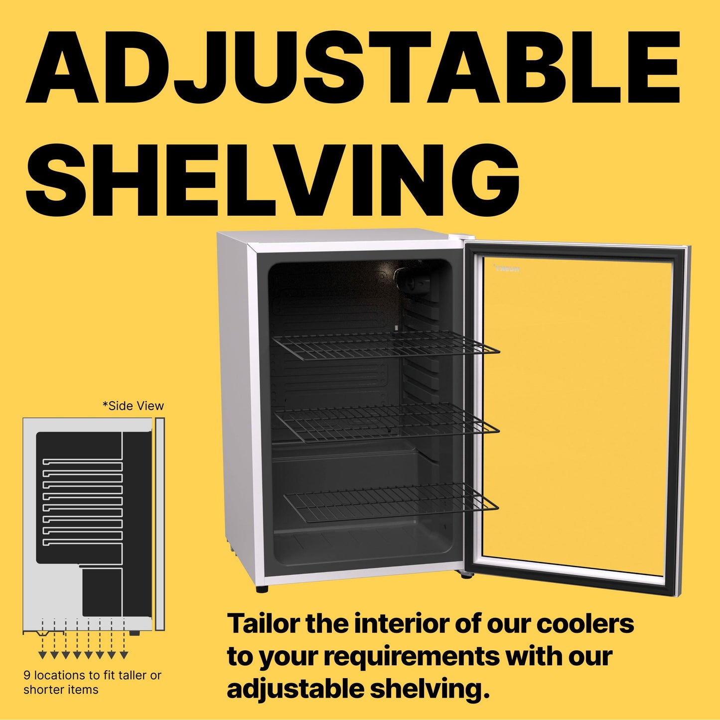 Husky Premium 131L Beverage Refrigerator 4.6 Cu.ft. Freestanding Mini Fridge With Glass Door in Black