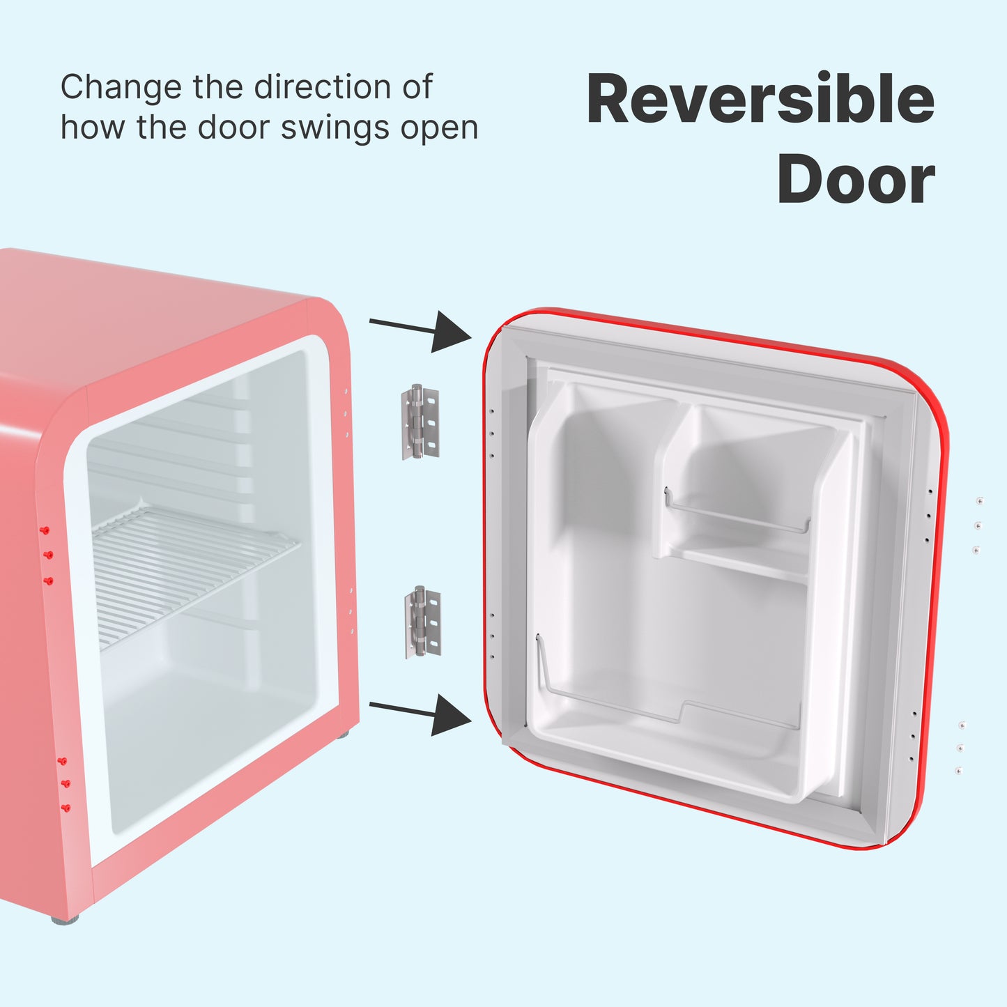 Husky Premium 43L Retro Style 1.5 C.ft. Freestanding Mini Fridge in Red