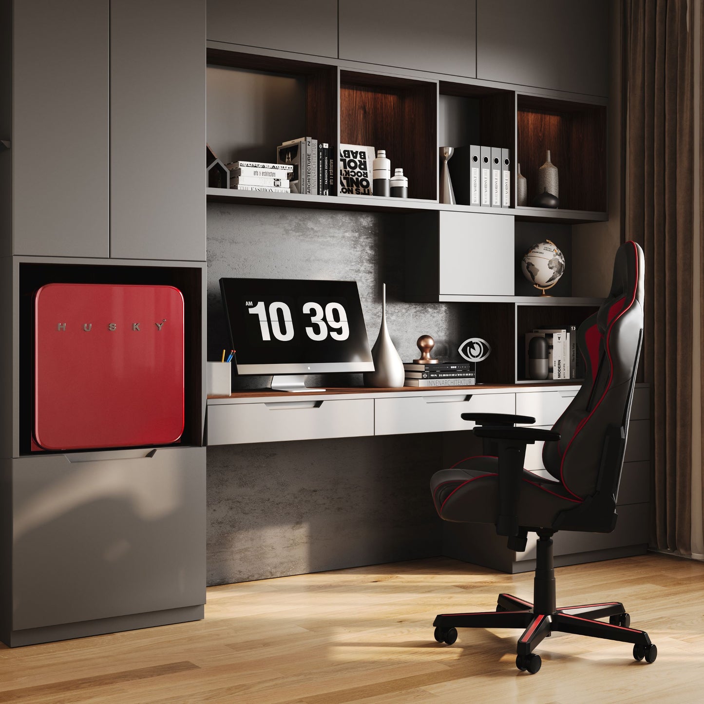 Husky Premium 43L Retro Style 1.5 C.ft. Freestanding Mini Fridge in Red