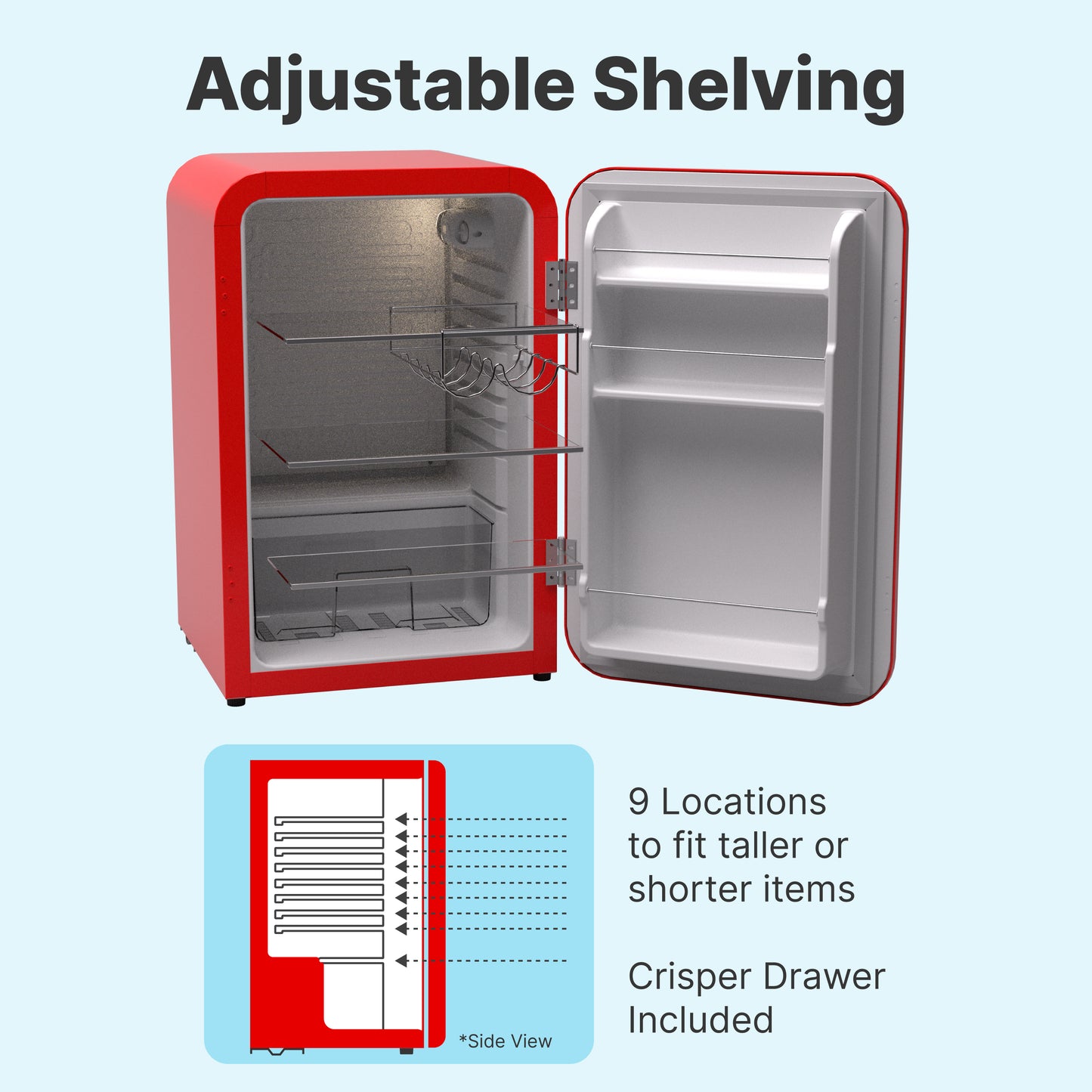 Husky Premium 106L Retro Style 3.74 Cu.ft. Freestanding Under-Counter Mini Fridge in Red