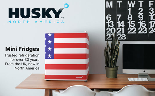 Husky 43L Solid Door 1.5 C.ft. Freestanding Counter-Top Mini Fridge (American Flag)