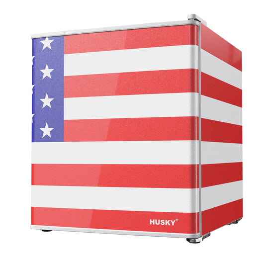Husky 43L Solid Door 1.5 C.ft. Freestanding Counter-Top Mini Fridge (American Flag)