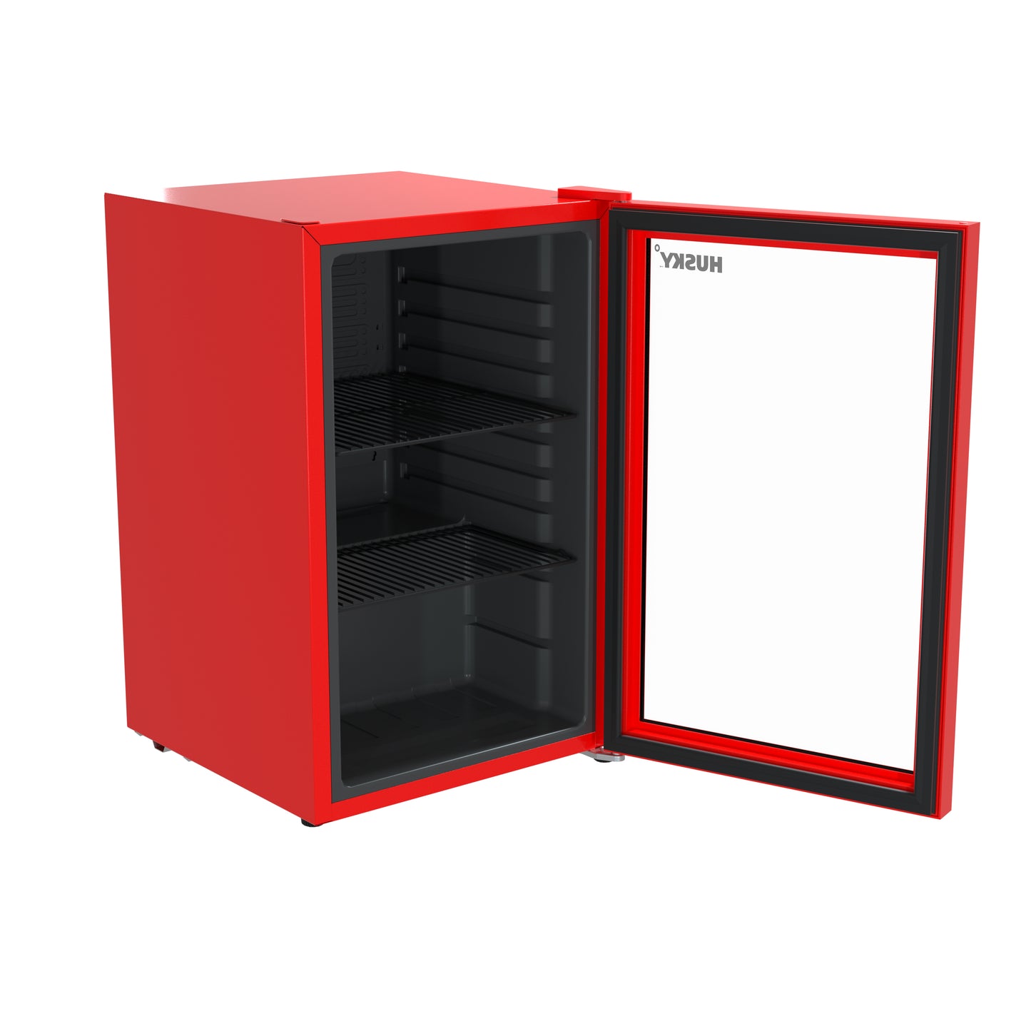 Husky 69L Beverage Refrigerator 2.4 C.ft. Freestanding Mini Fridge With Glass Door in Red