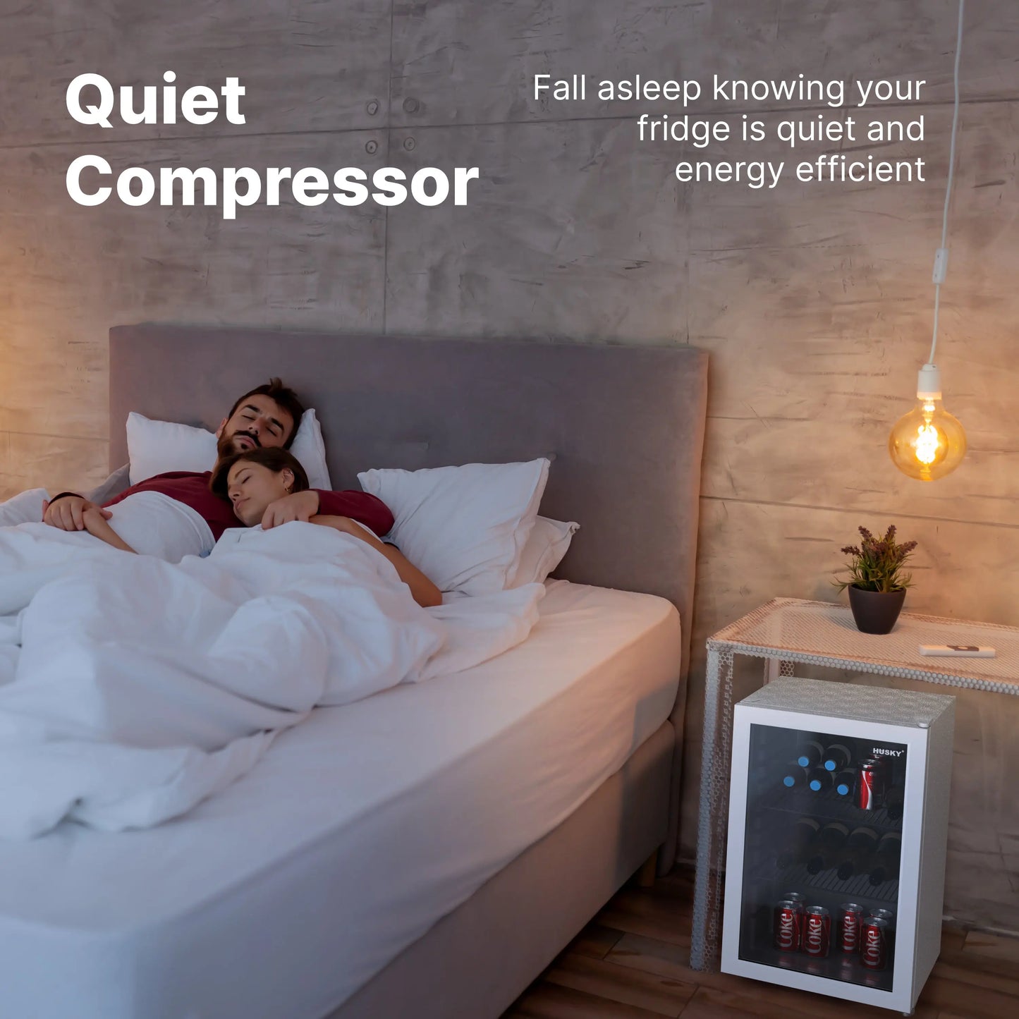 Husky Premium 69L Beverage Refrigerator 2.4 Cu.ft. Freestanding Mini Fridge With Glass Door in White