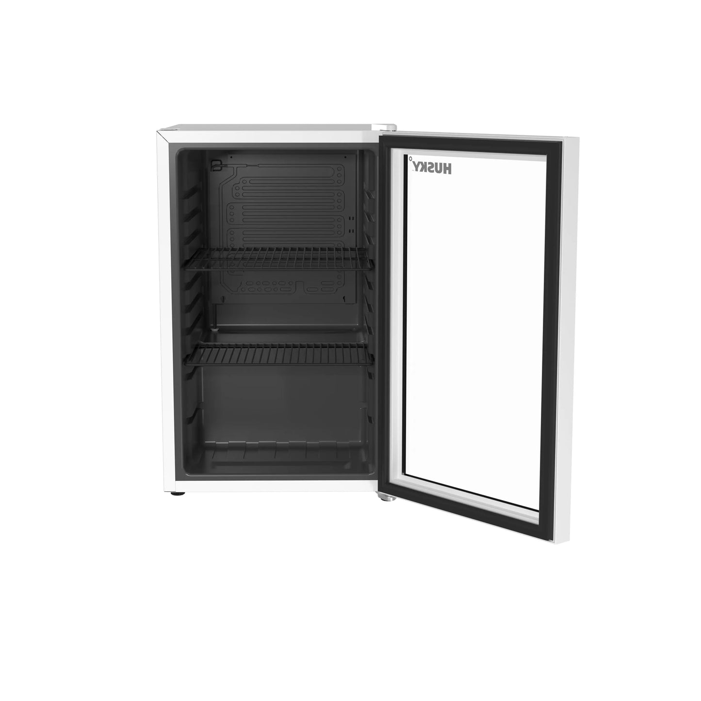 Husky Premium 69L Beverage Refrigerator 2.4 Cu.ft. Freestanding Mini Fridge With Glass Door in White