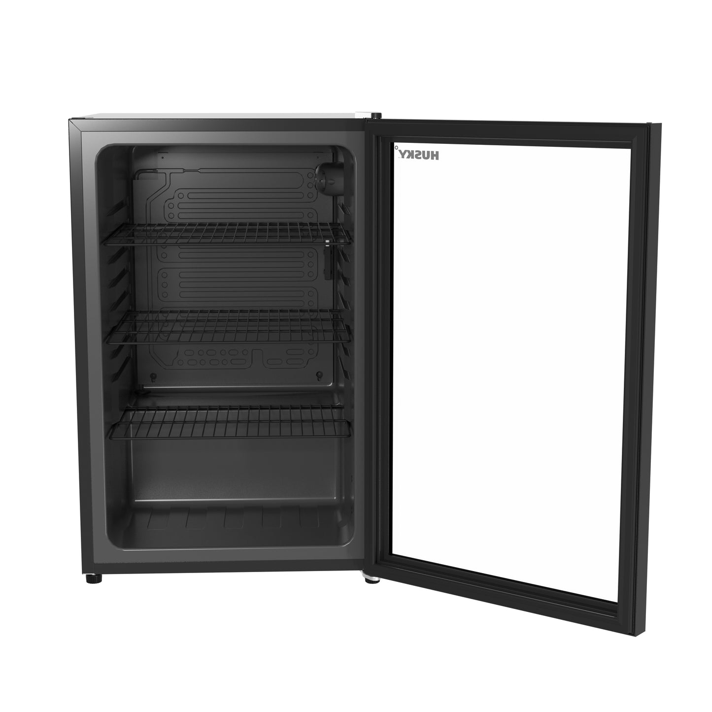Husky Premium 131L Beverage Refrigerator 4.6 Cu.ft. Freestanding Mini Fridge With Glass Door in Black