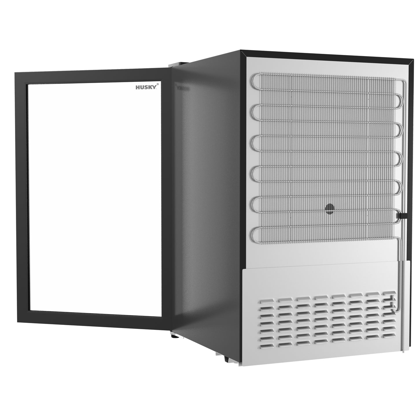 Husky Premium 131L Beverage Refrigerator 4.6 Cu.ft. Freestanding Mini Fridge With Glass Door in Black