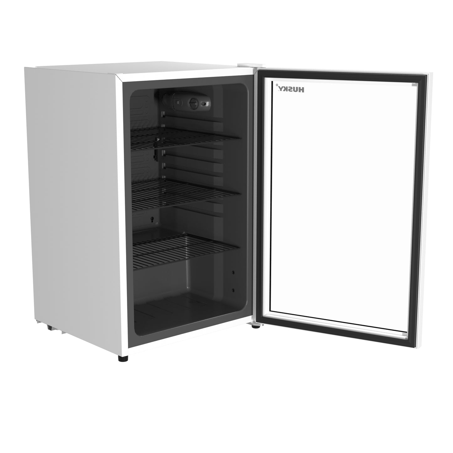 Husky 131L Beverage Refrigerator 4.6 C.ft. Freestanding Mini Fridge With Glass Door in White