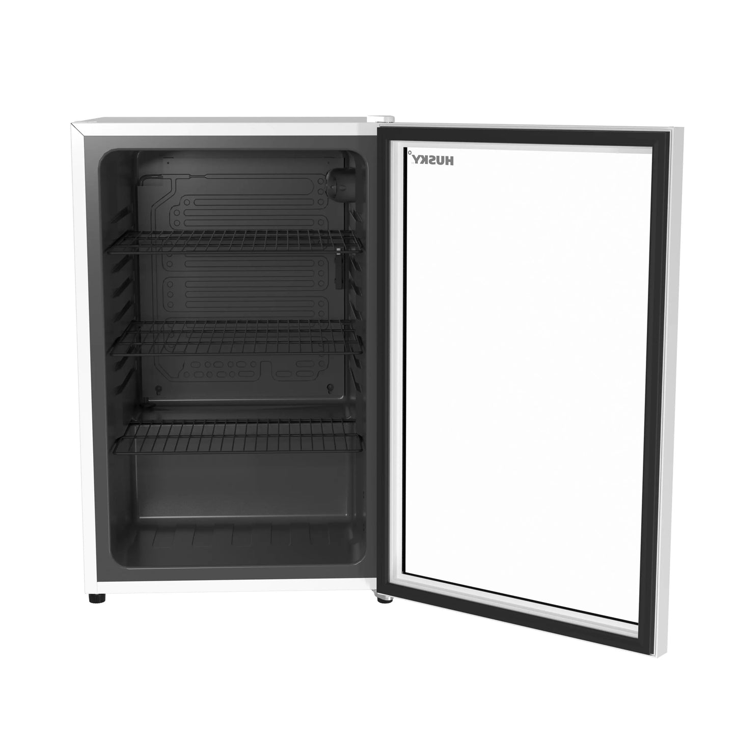 Husky Premium 131L Beverage Refrigerator 4.6 Cu.ft. Freestanding Mini Fridge With Glass Door in White