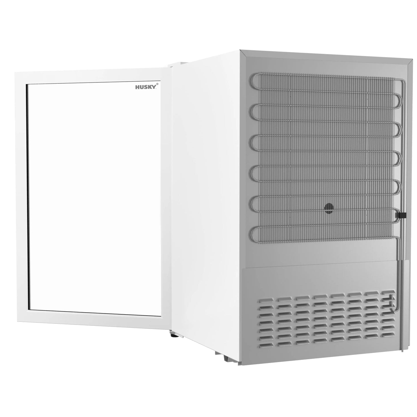 Husky Premium 131L Beverage Refrigerator 4.6 Cu.ft. Freestanding Mini Fridge With Glass Door in White