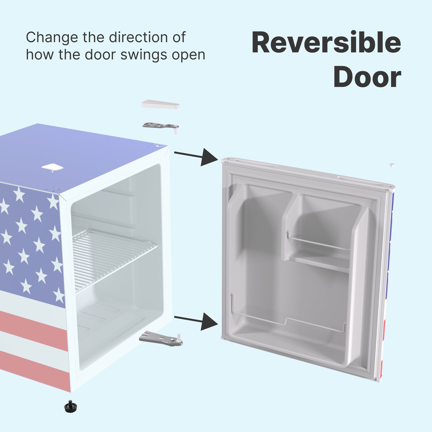 Husky 43L Solid Door 1.5 C.ft. Freestanding Counter-Top Mini Fridge (American Flag)