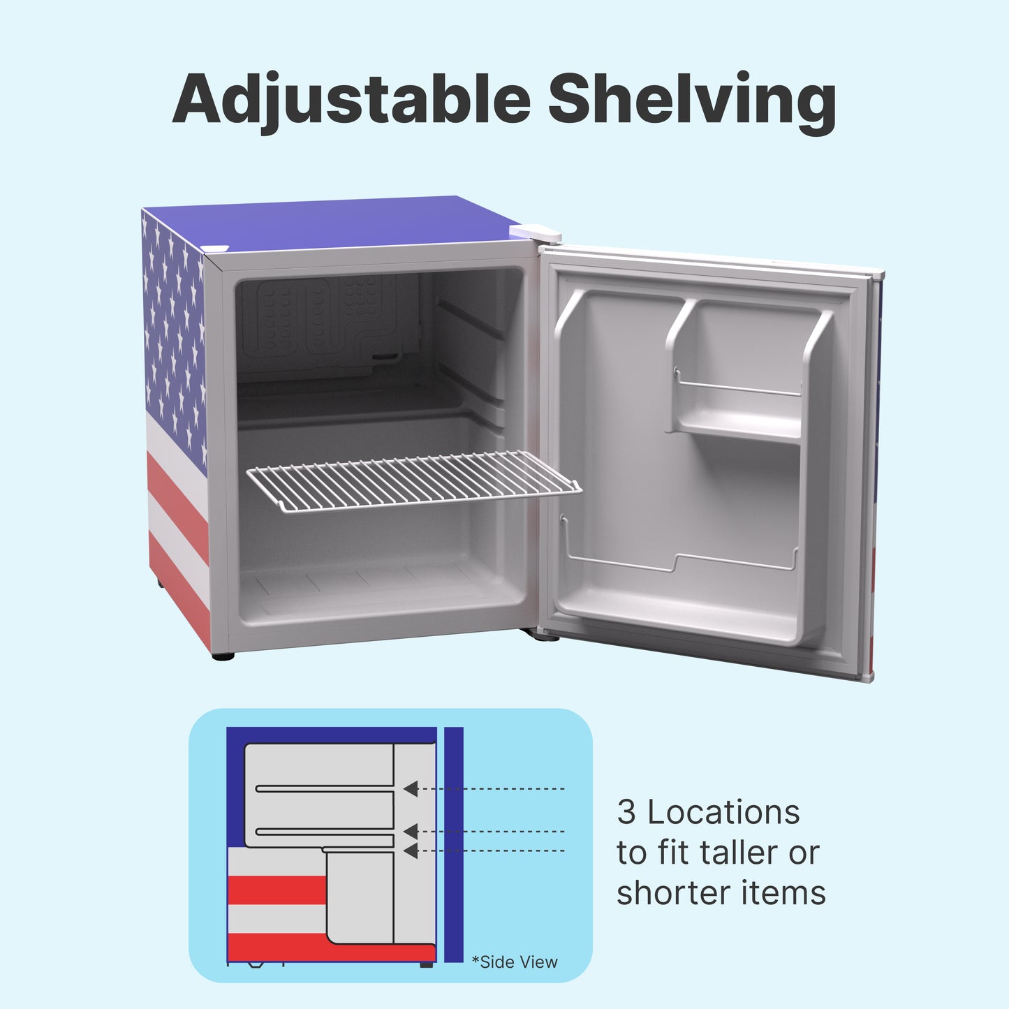 Husky 43L Solid Door 1.5 C.ft. Freestanding Counter-Top Mini Fridge (American Flag)