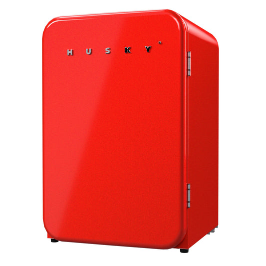 Husky Premium 106L Retro Style 3.74 Cu.ft. Freestanding Under-Counter Mini Fridge in Red