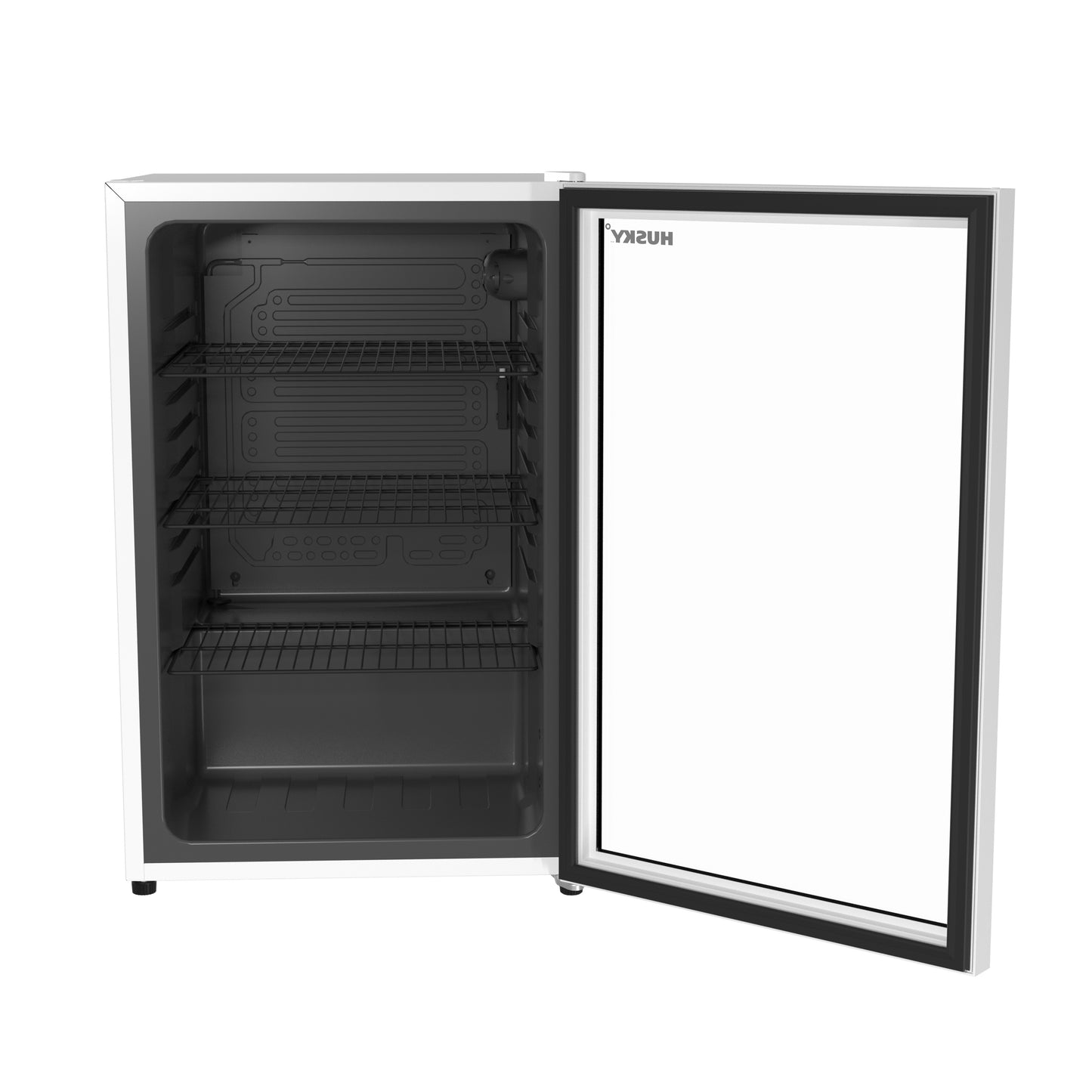 Husky 131L Beverage Refrigerator 4.6 C.ft. Freestanding Mini Fridge With Glass Door in White